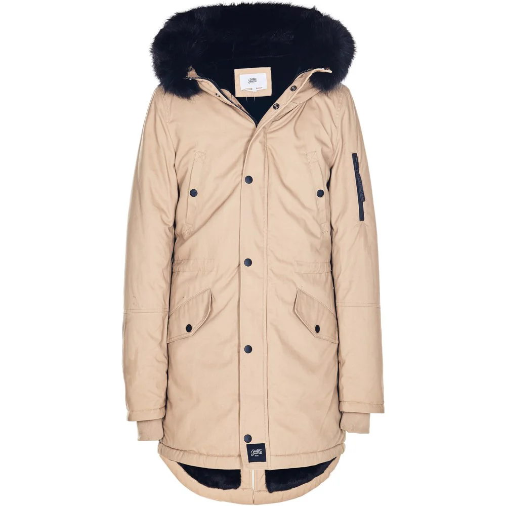 Parka doublure fourrure beige noire