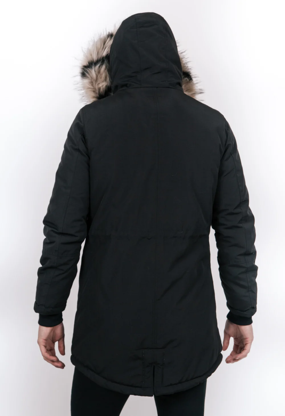 Parka fourrure bicolore noir beige - Image 3