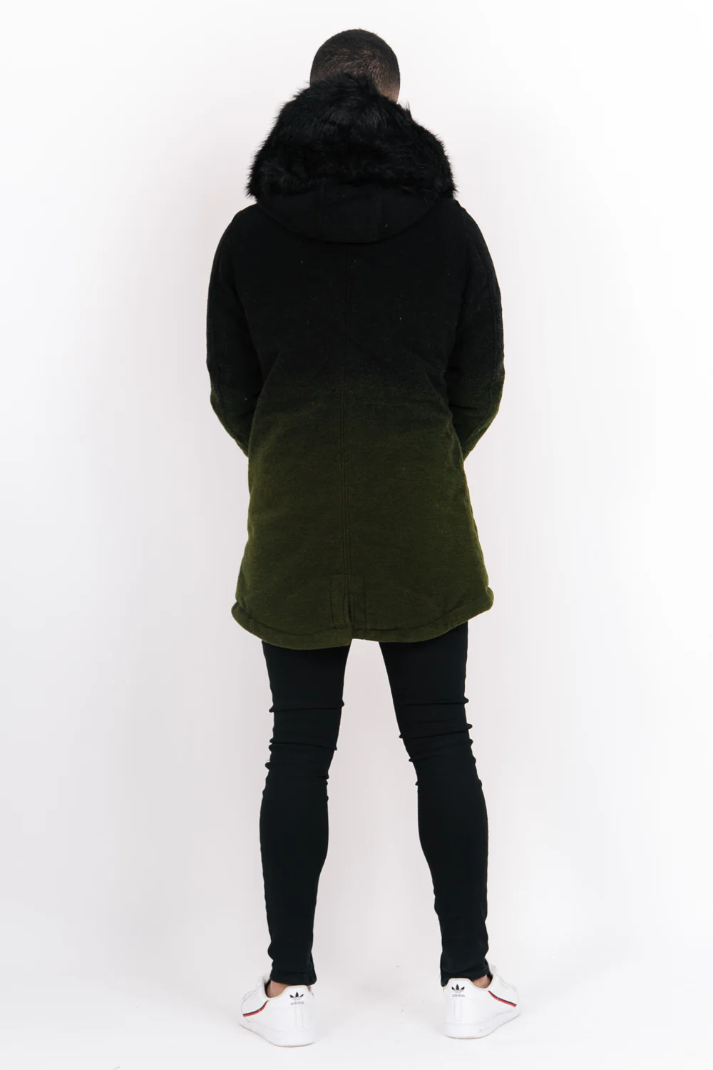 Parka laine tie dye large fourrure kaki noir - Image 5