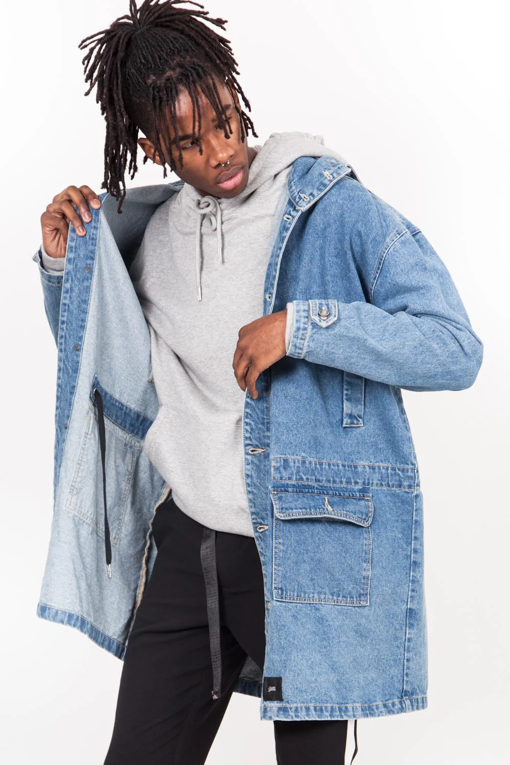 Parka oversize denim bleu - Image 4
