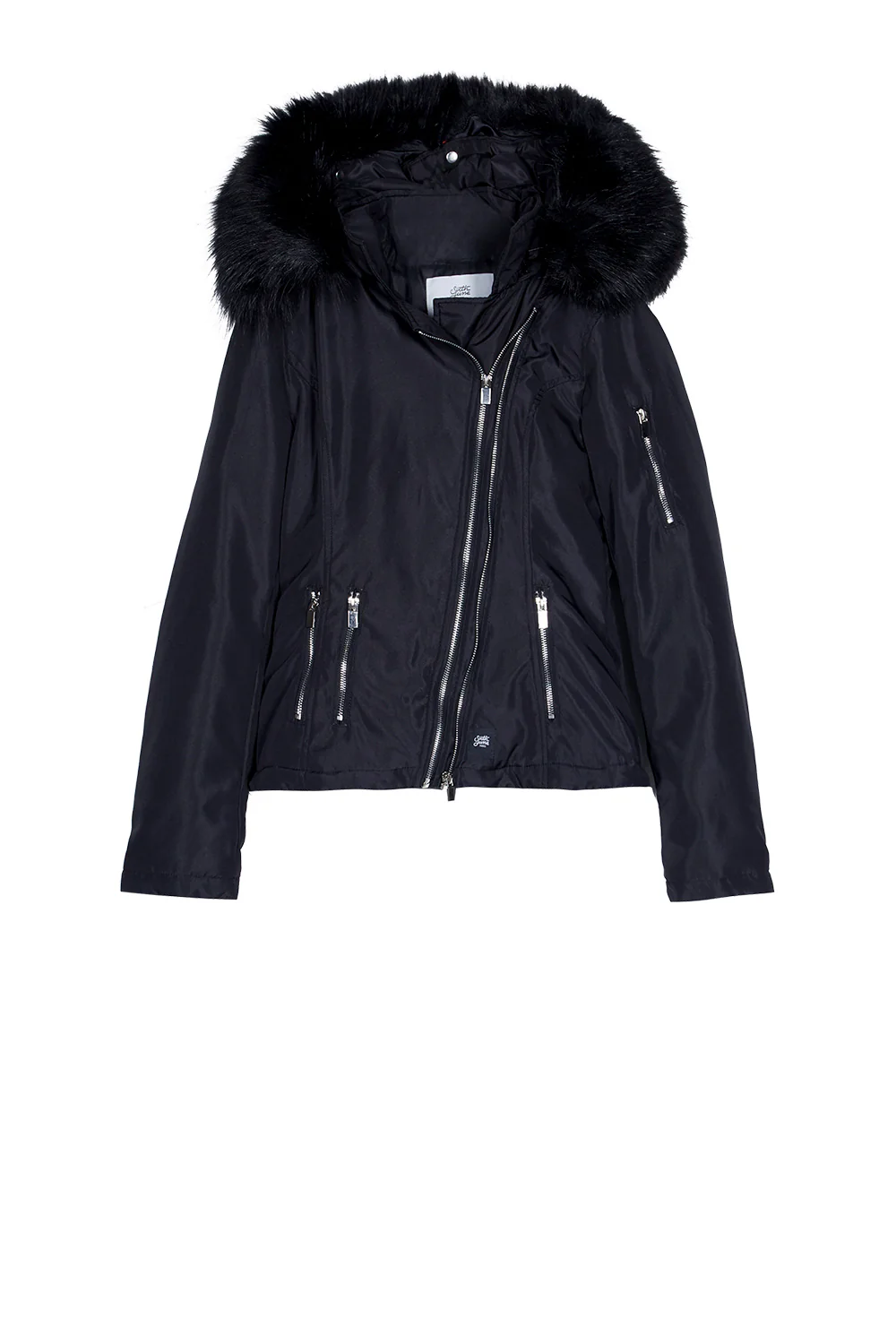 Veste fourrure zips noir