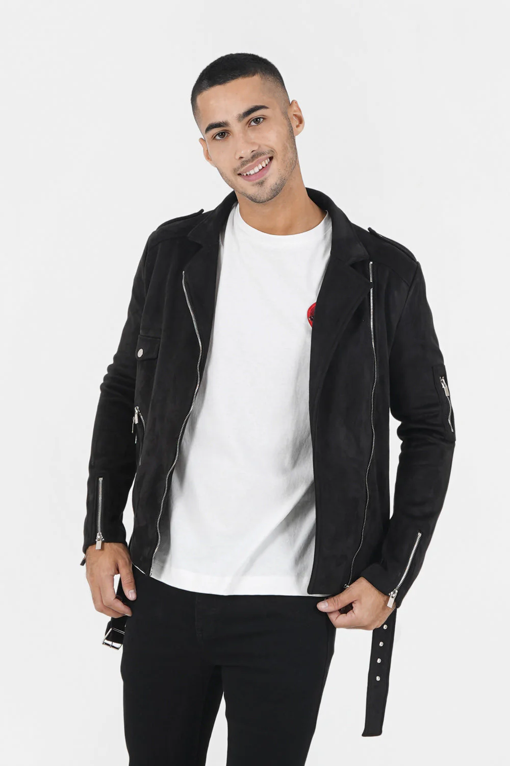 Veste suédine zips Noir