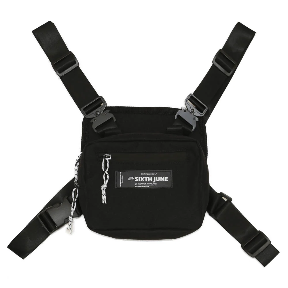 Mini sac poitrine boucle zip logo noir