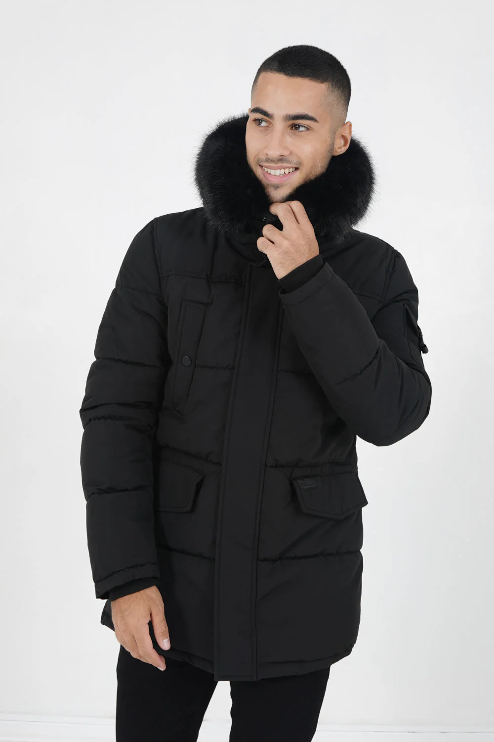 Parka fourrure déperlante Noir