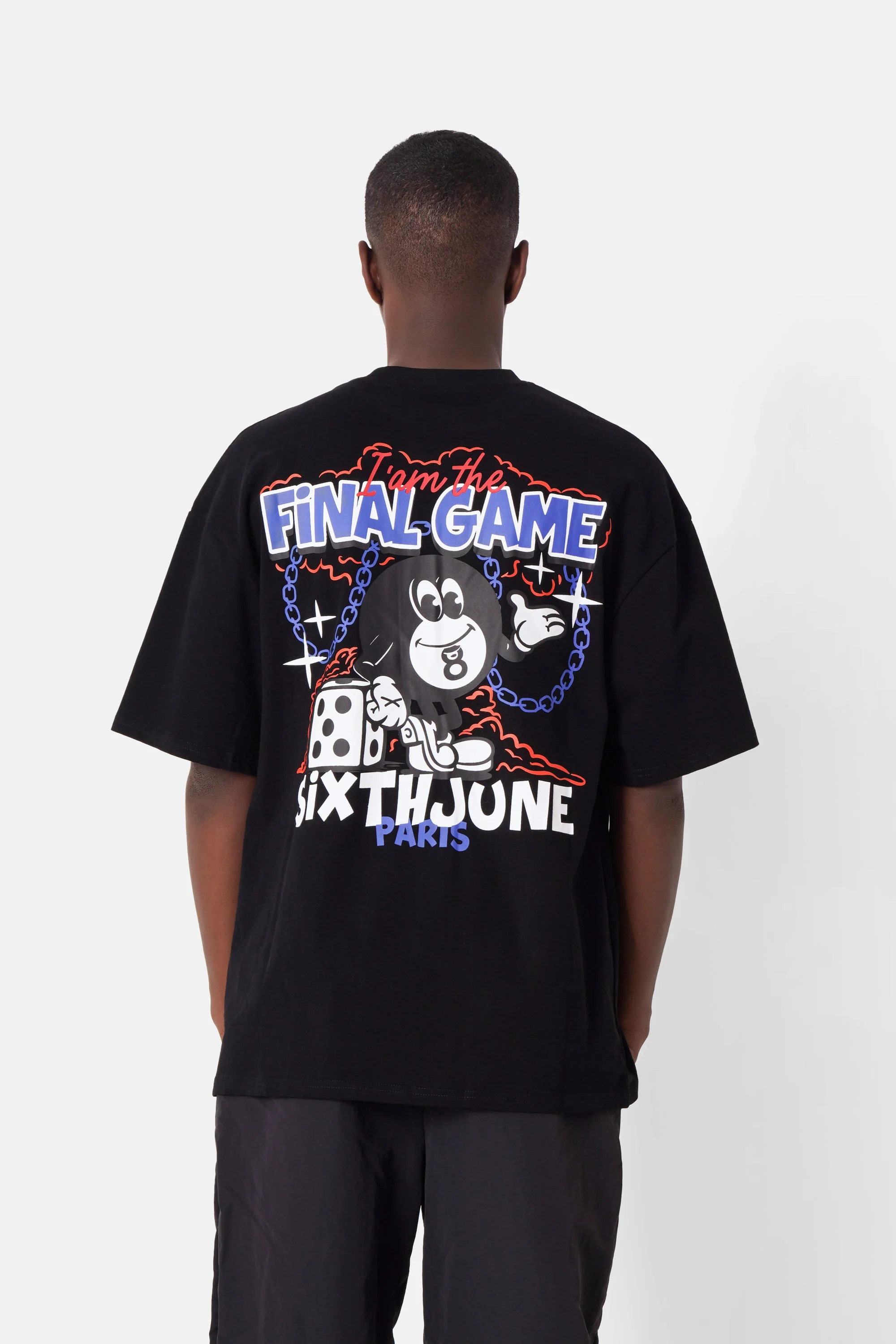 T-shirt retro final game Noir