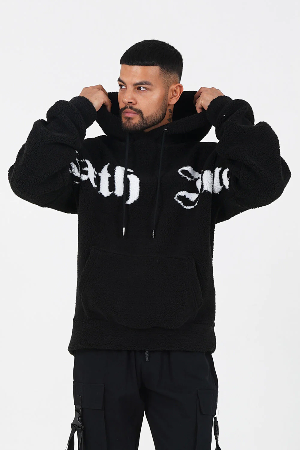 Sweat capuche sherpa oversized Noir