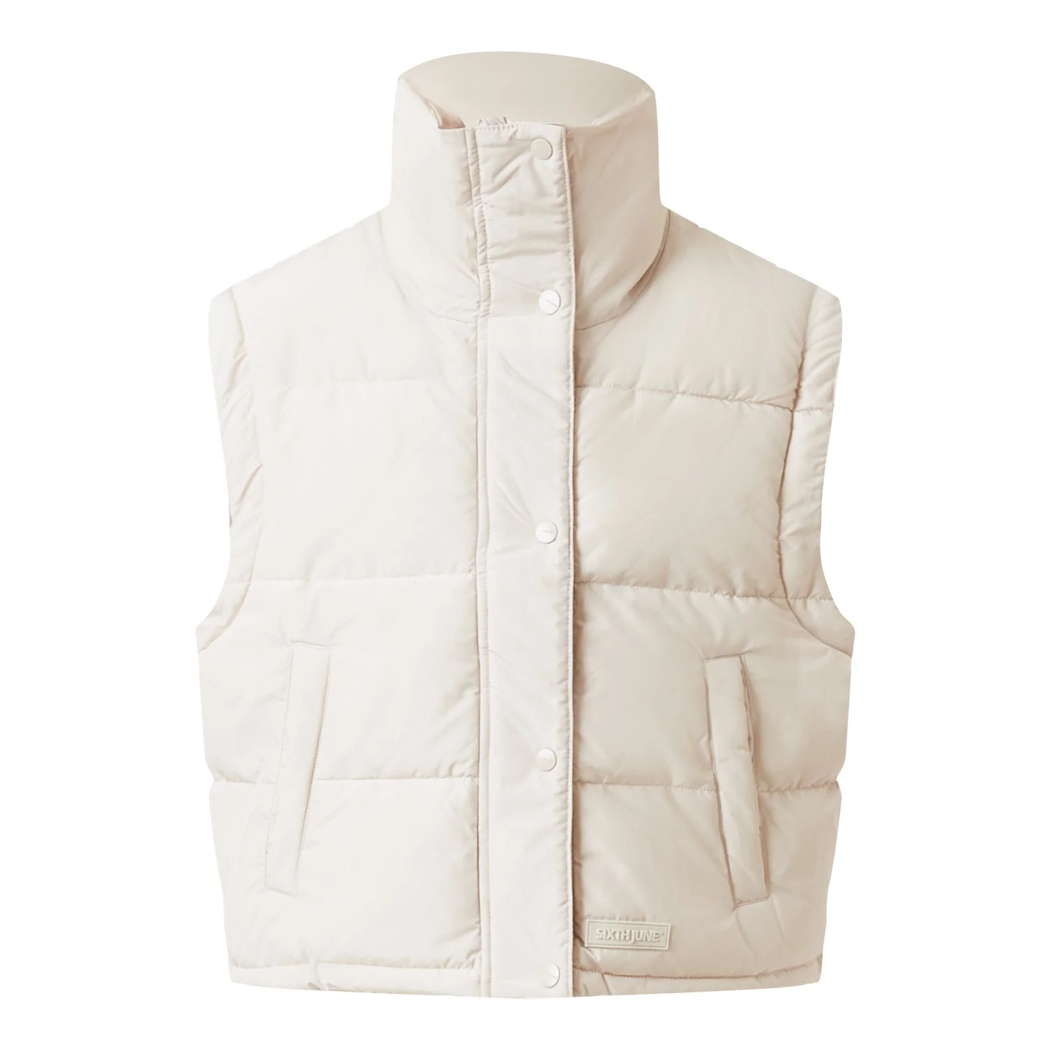 Doudoune courte manches amovibles Beige - Image 7