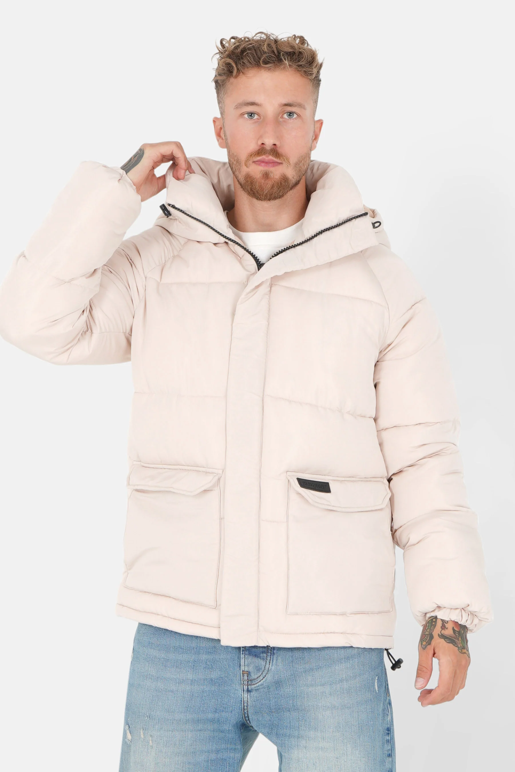 Doudoune matelassée courte Beige