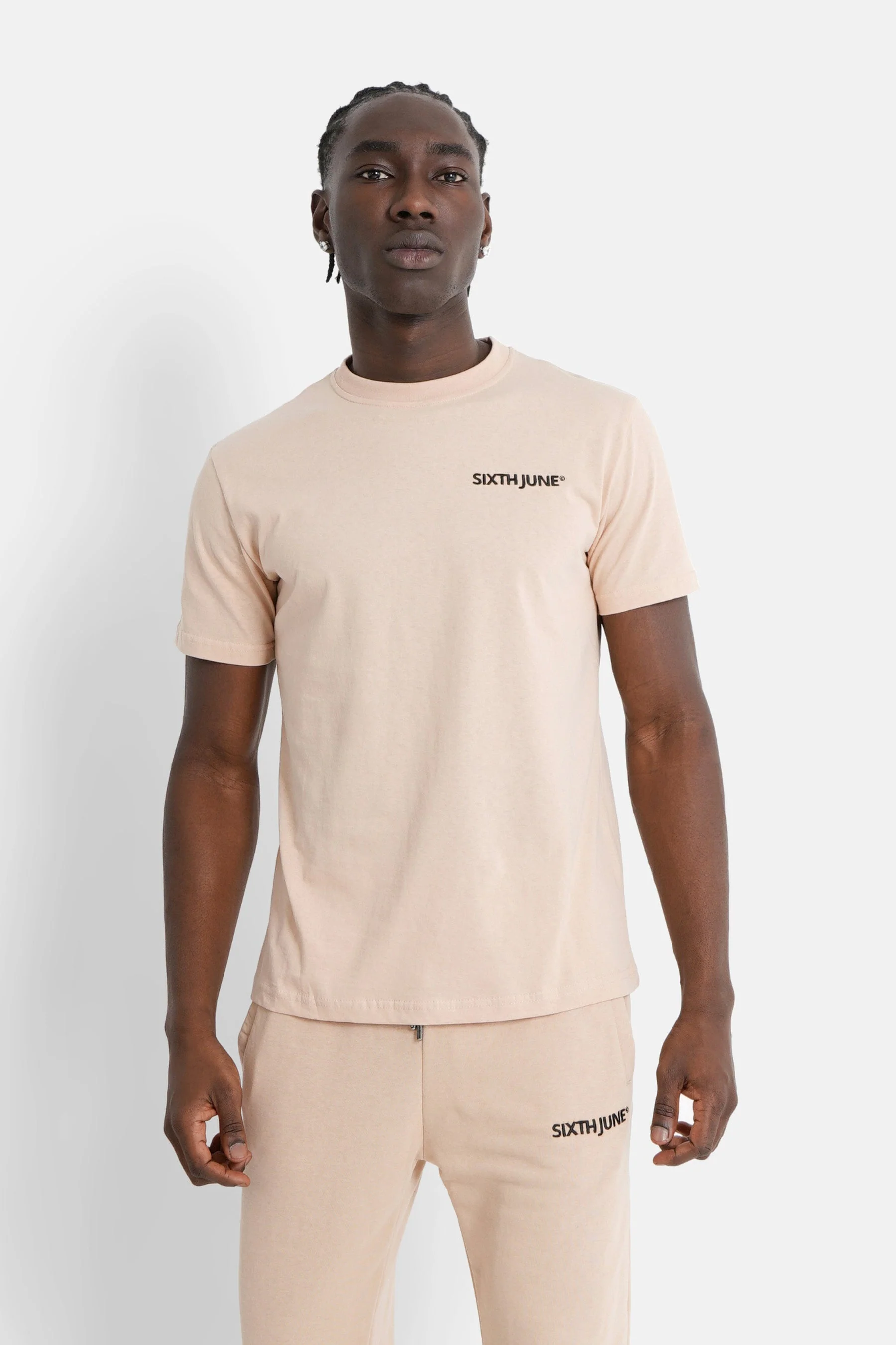 T-shirt soft logo brodé Beige
