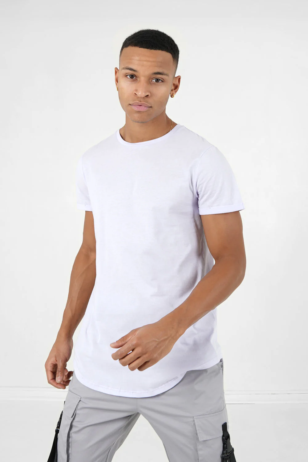T-shirt bas arrondi long Violet clair
