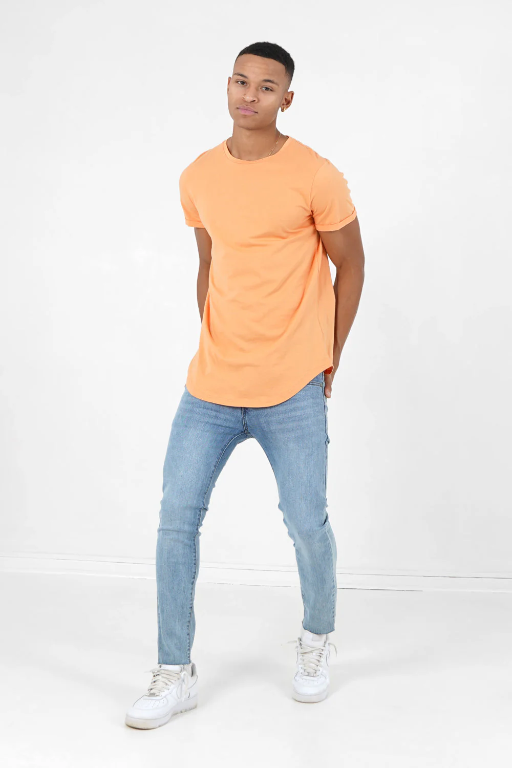 T-shirt bas arrondi long Orange clair - Image 2