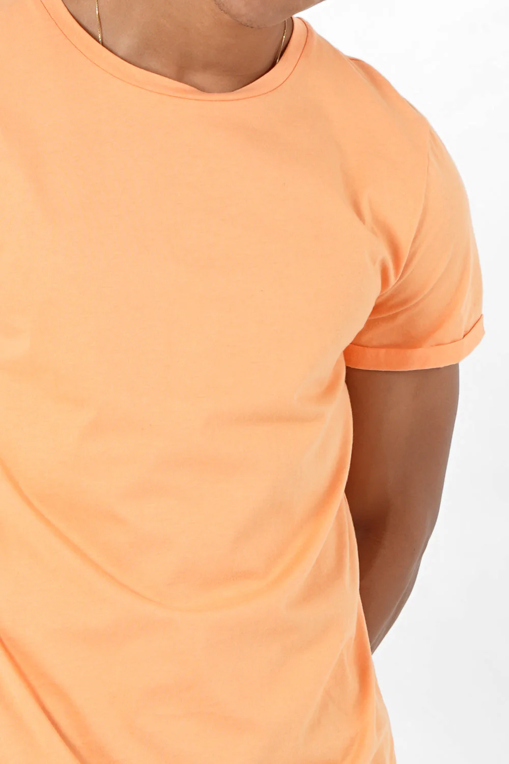 T-shirt bas arrondi long Orange clair - Image 3