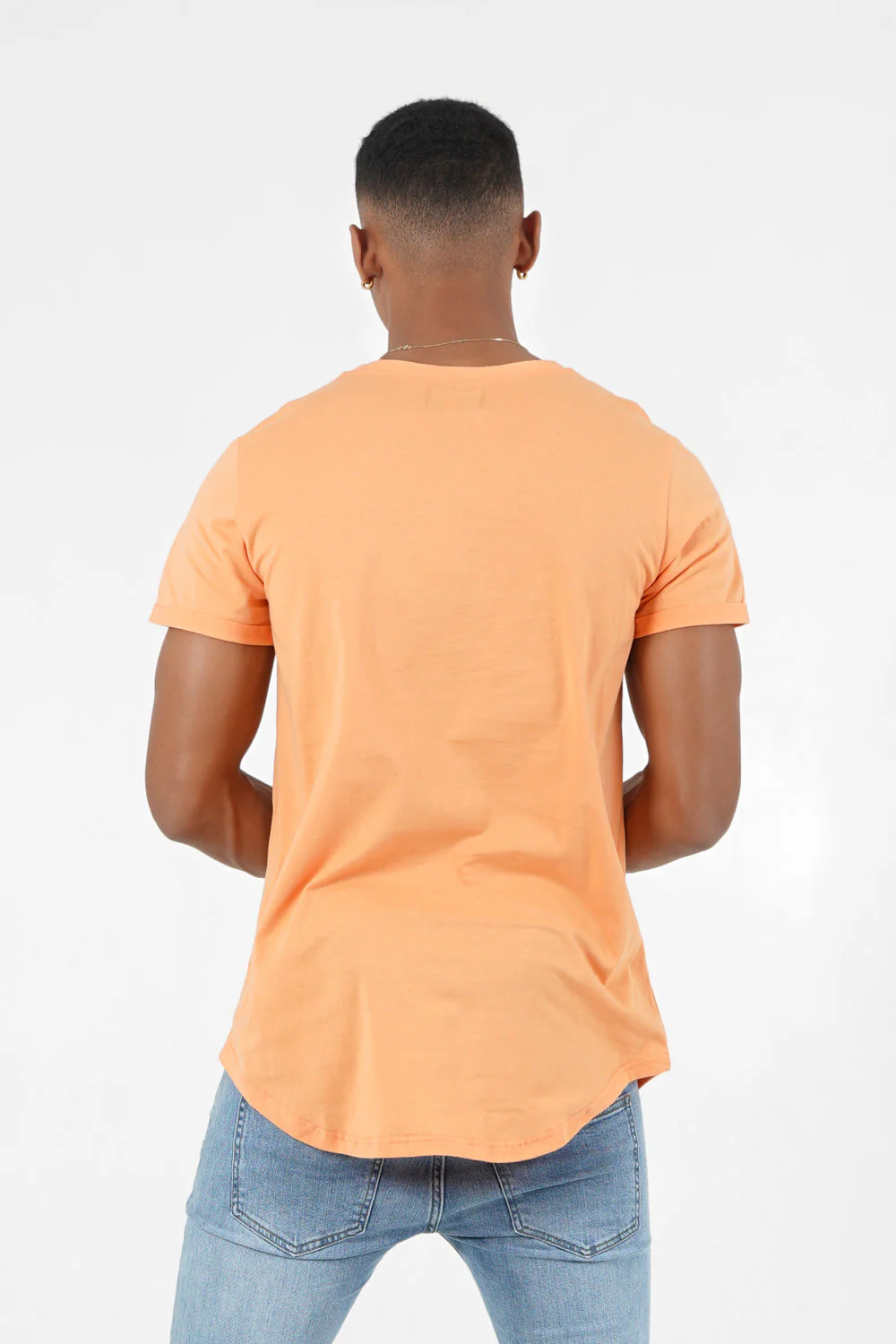 T-shirt bas arrondi long Orange clair - Image 5