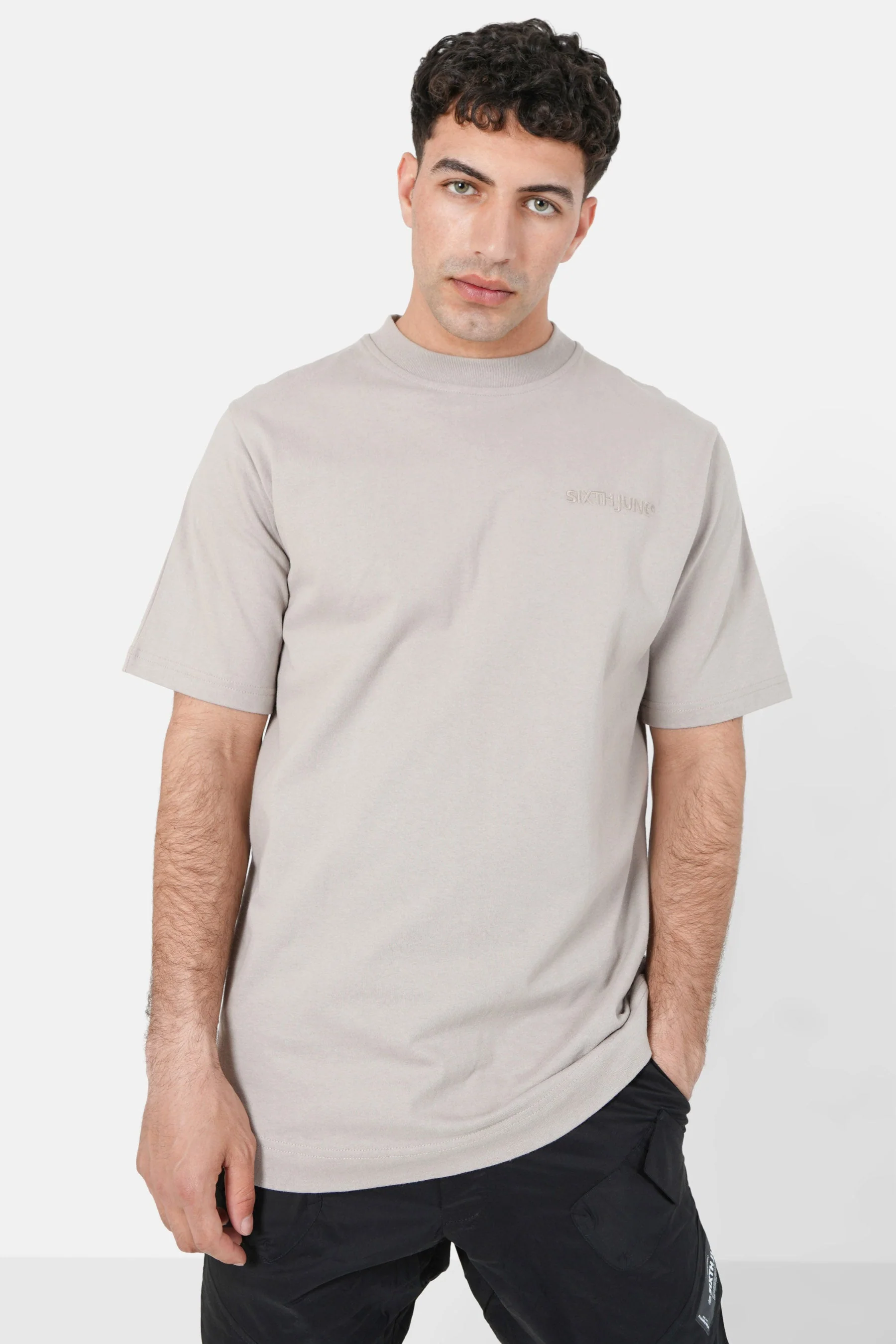 T-shirt logo brodé Beige foncé