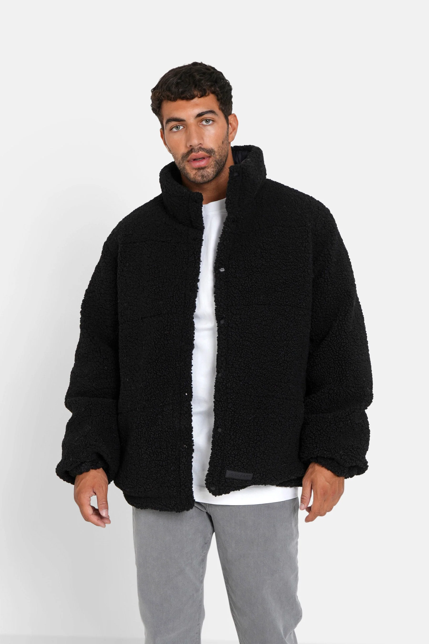 Manteau court réversible sherpa Noir