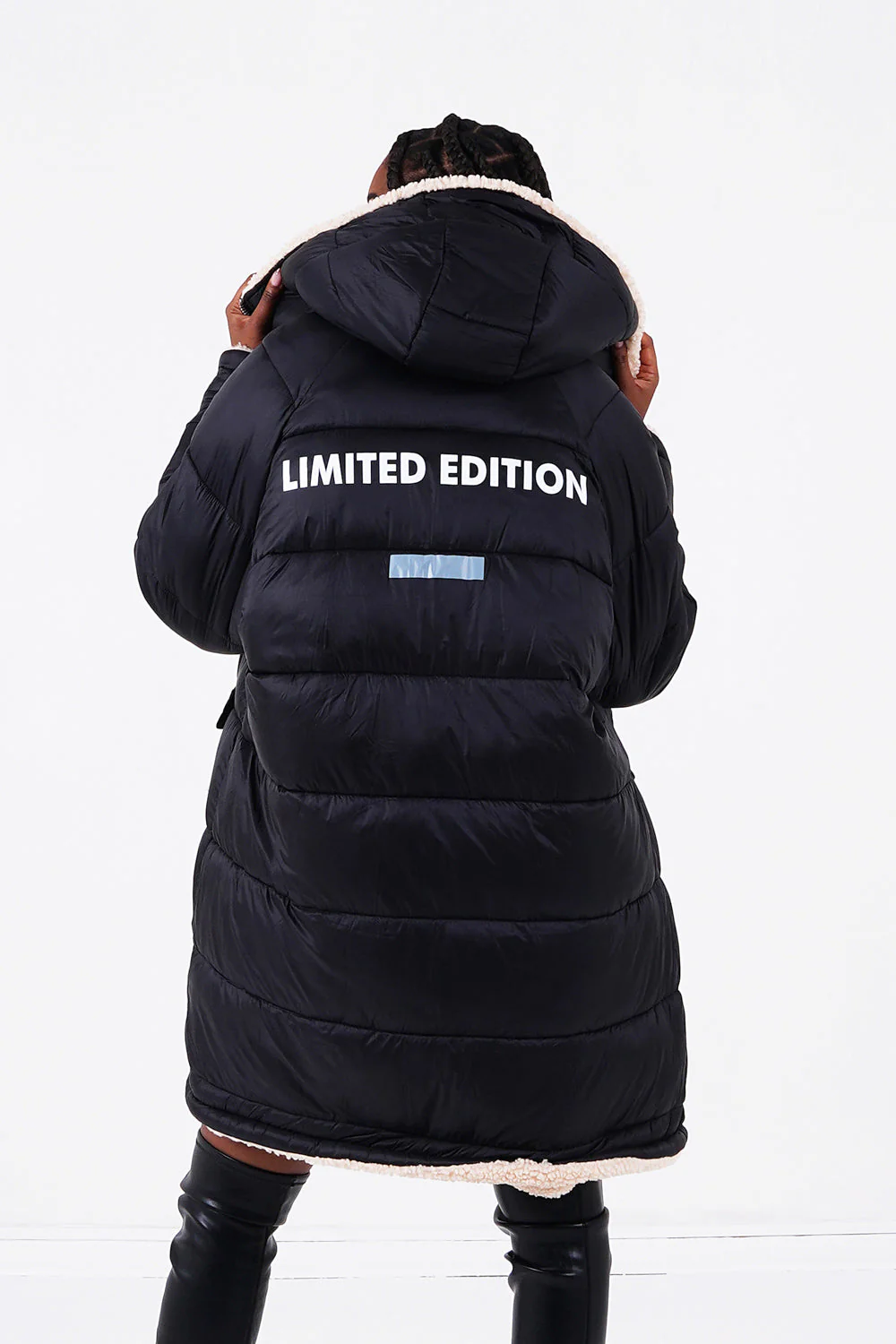 Doudoune longue réversible sherpa Beige