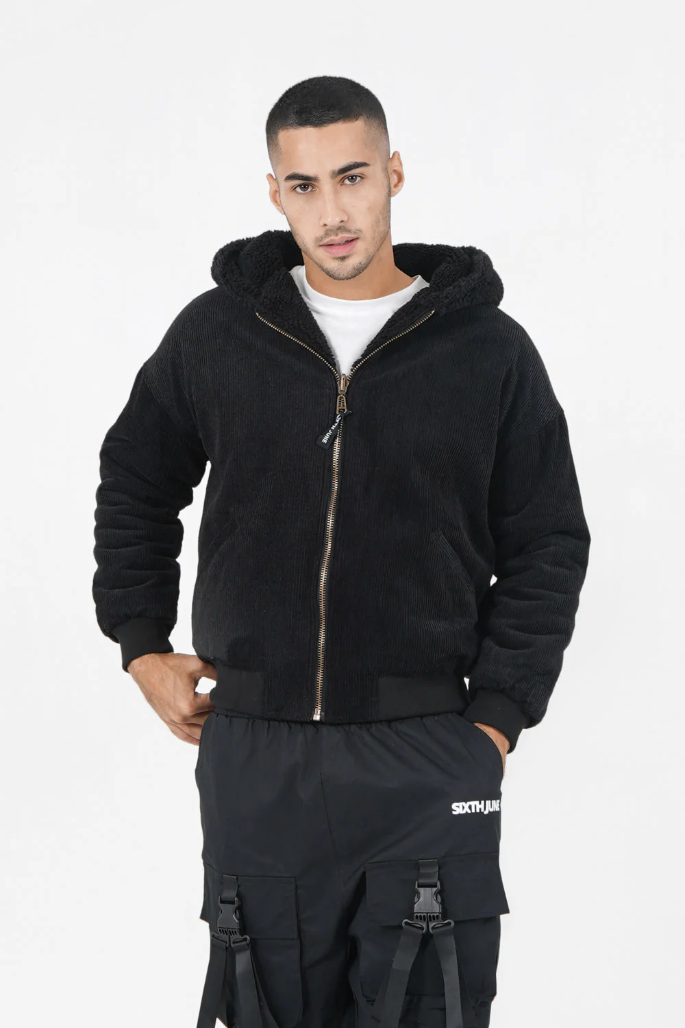 Veste velours sherpa réversible Noir