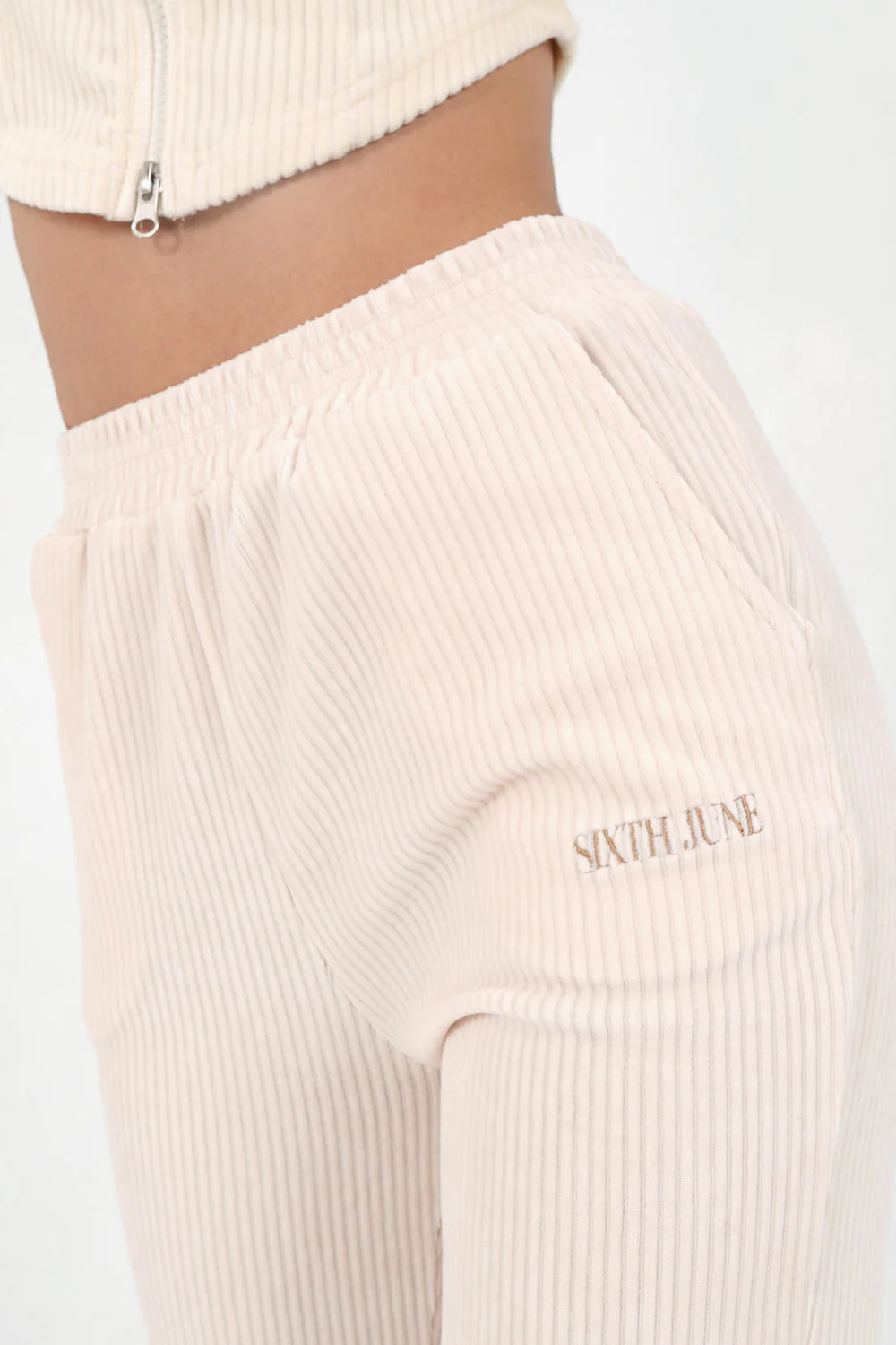 Pantalon droit velours côtelé Blanc cassé - Image 3