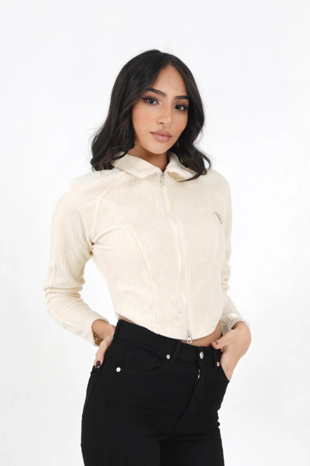 Veste velours corset Beige clair