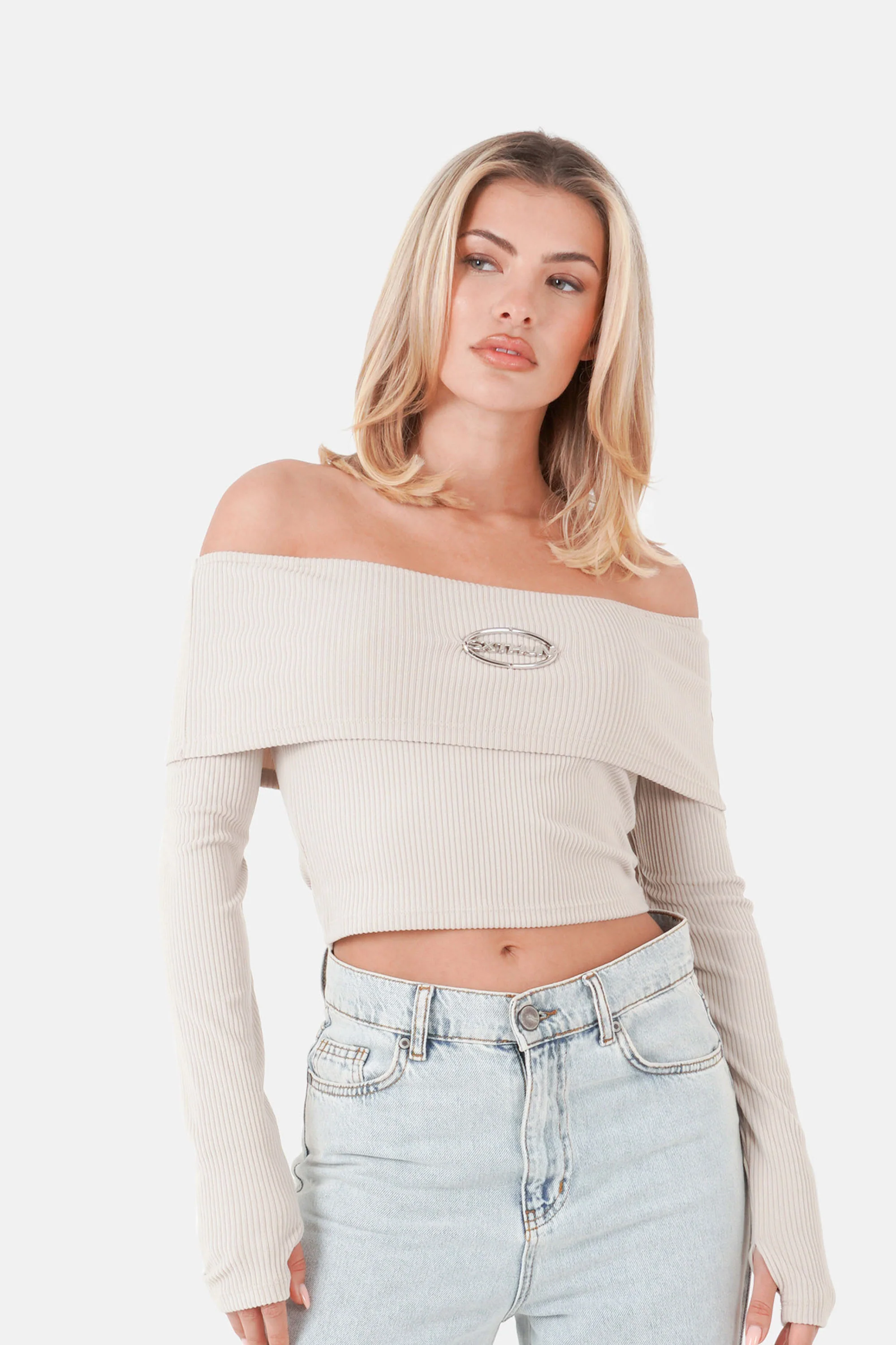 METALLIC logo l/s top