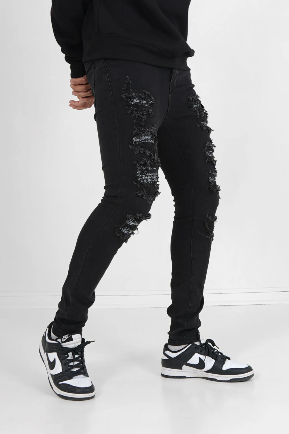 Jean empiècements bandana Noir - Image 4