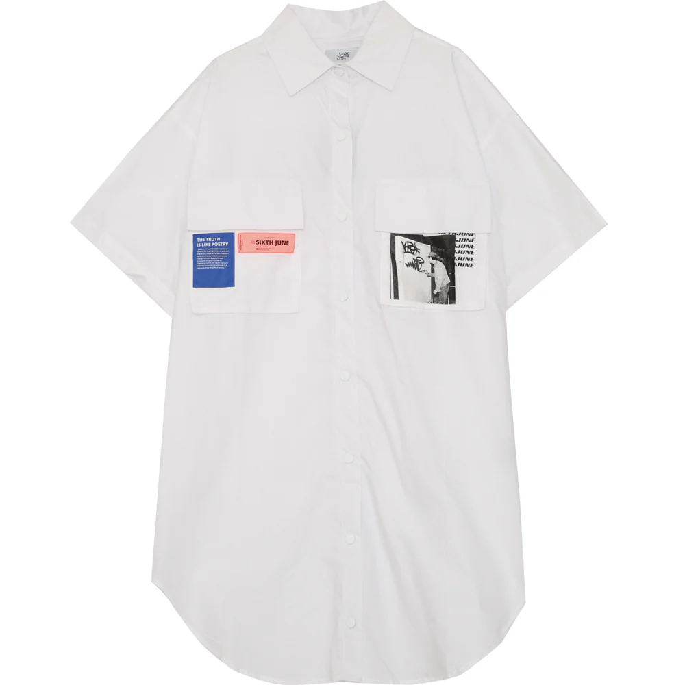 Robe chemise graphique blanc