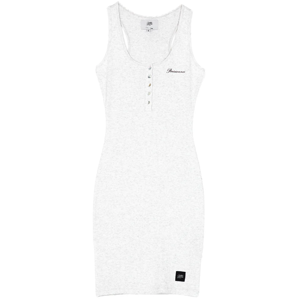 Robe côtelée boutons Gris clair - Image 6