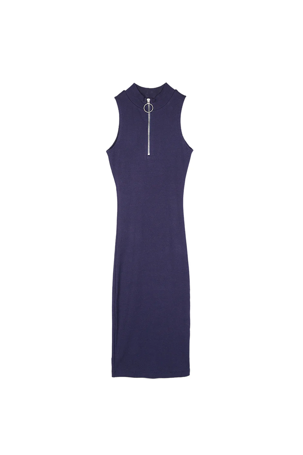 Robe côtelée zippée bleu foncé