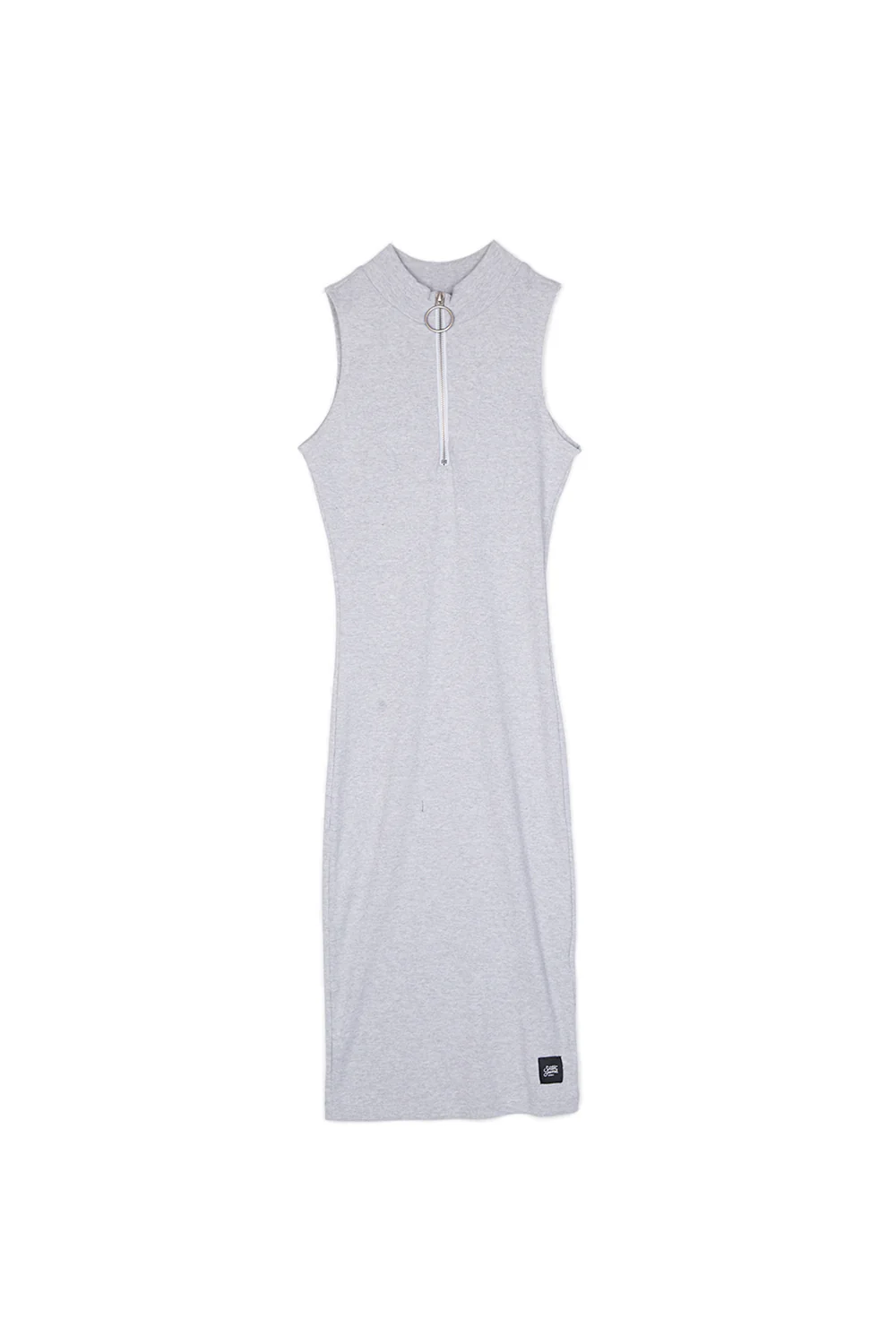 Robe côtelée zippée gris clair