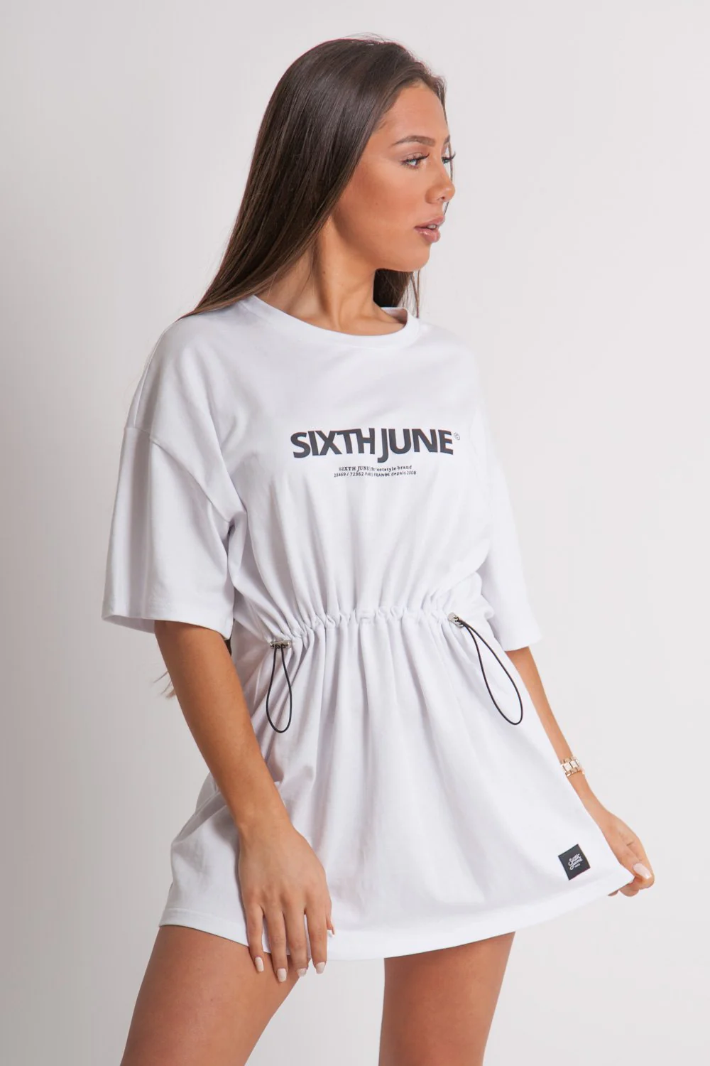 Robe courte irisé élastique imprimé blanc