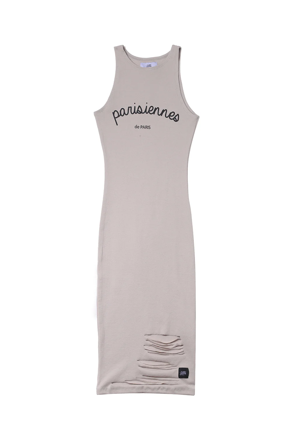 Robe mi-longue Parisiennes destroy gris clair W2366VDR