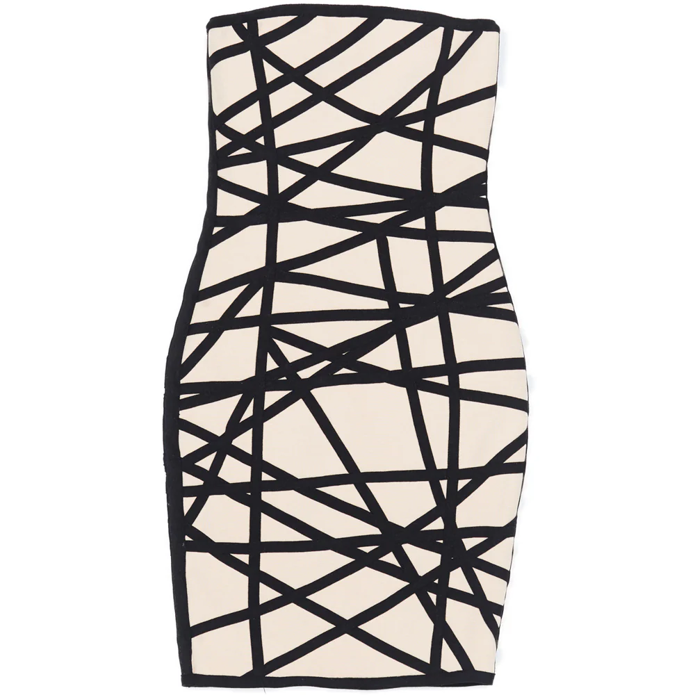Robe soirée bustier bandes beige