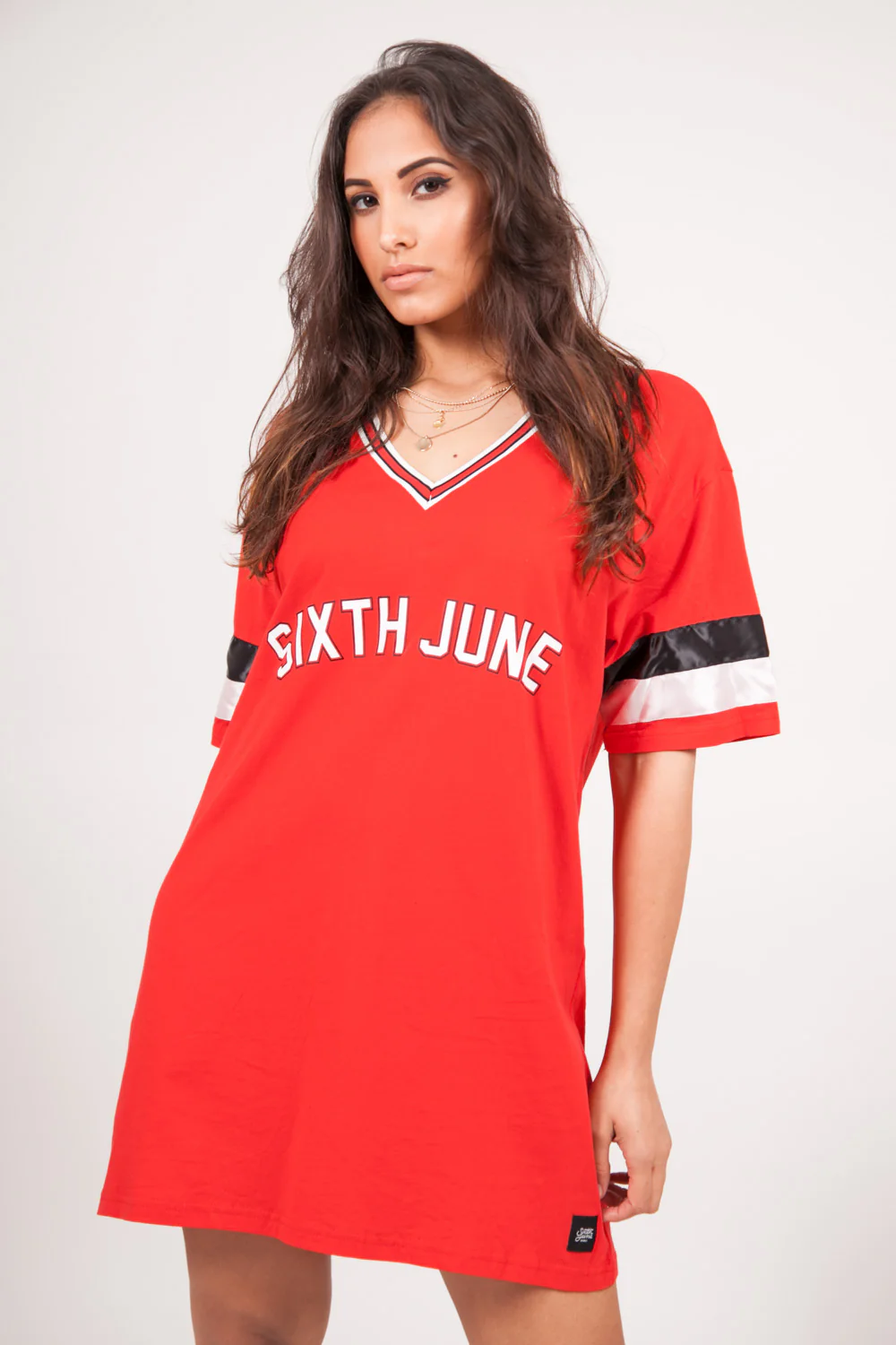 Robe T-shirt bandes Gigi 95 rouge - Image 2