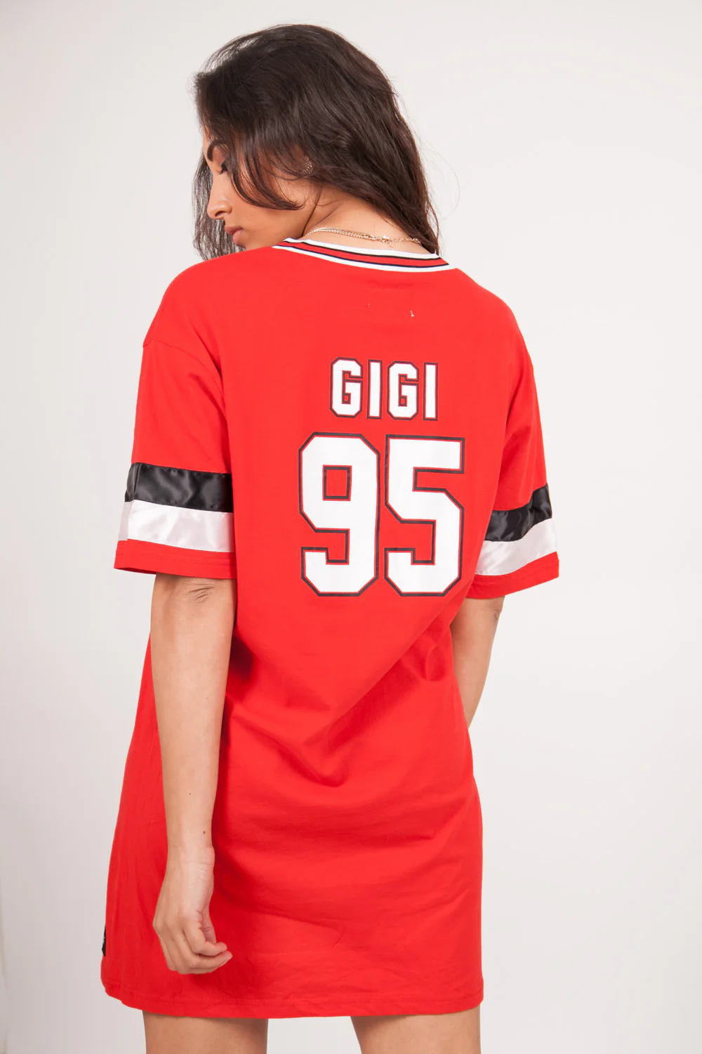 Robe T-shirt bandes Gigi 95 rouge - Image 3