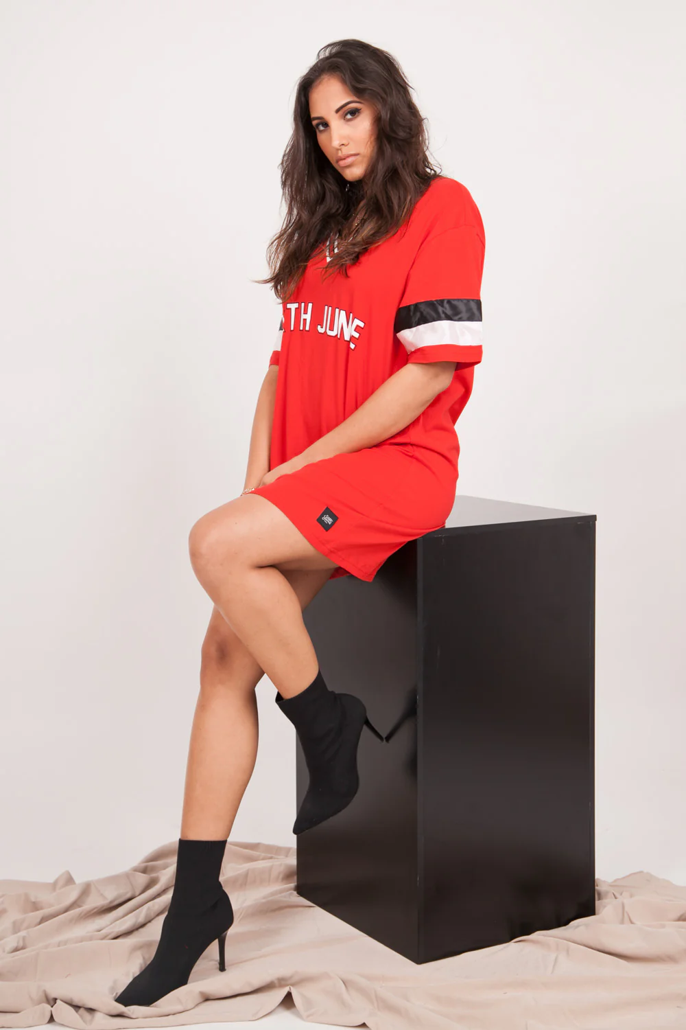 Robe T-shirt bandes Gigi 95 rouge - Image 4