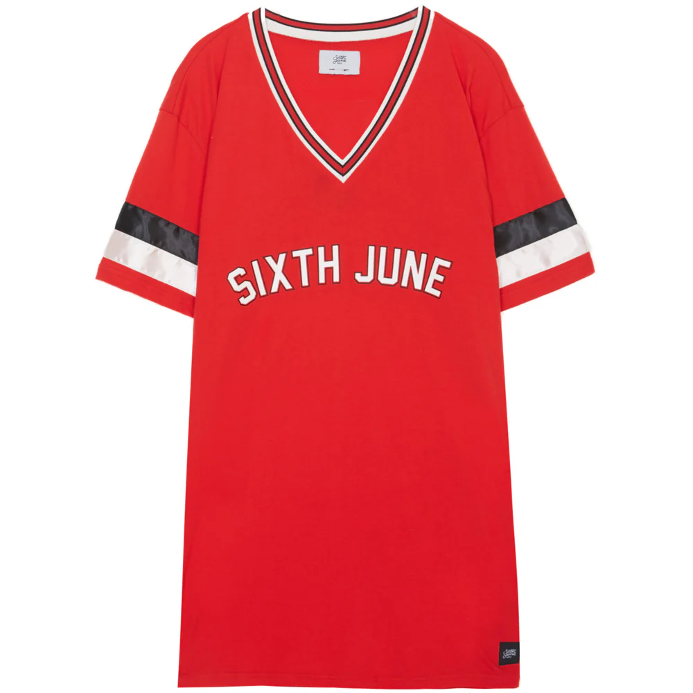 Robe T-shirt bandes Gigi 95 rouge - Image 9