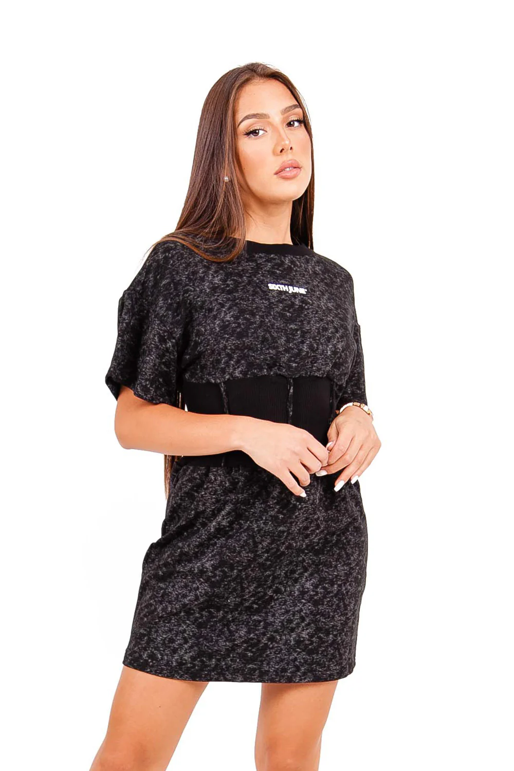 Robe t-shirt corset noir délavé