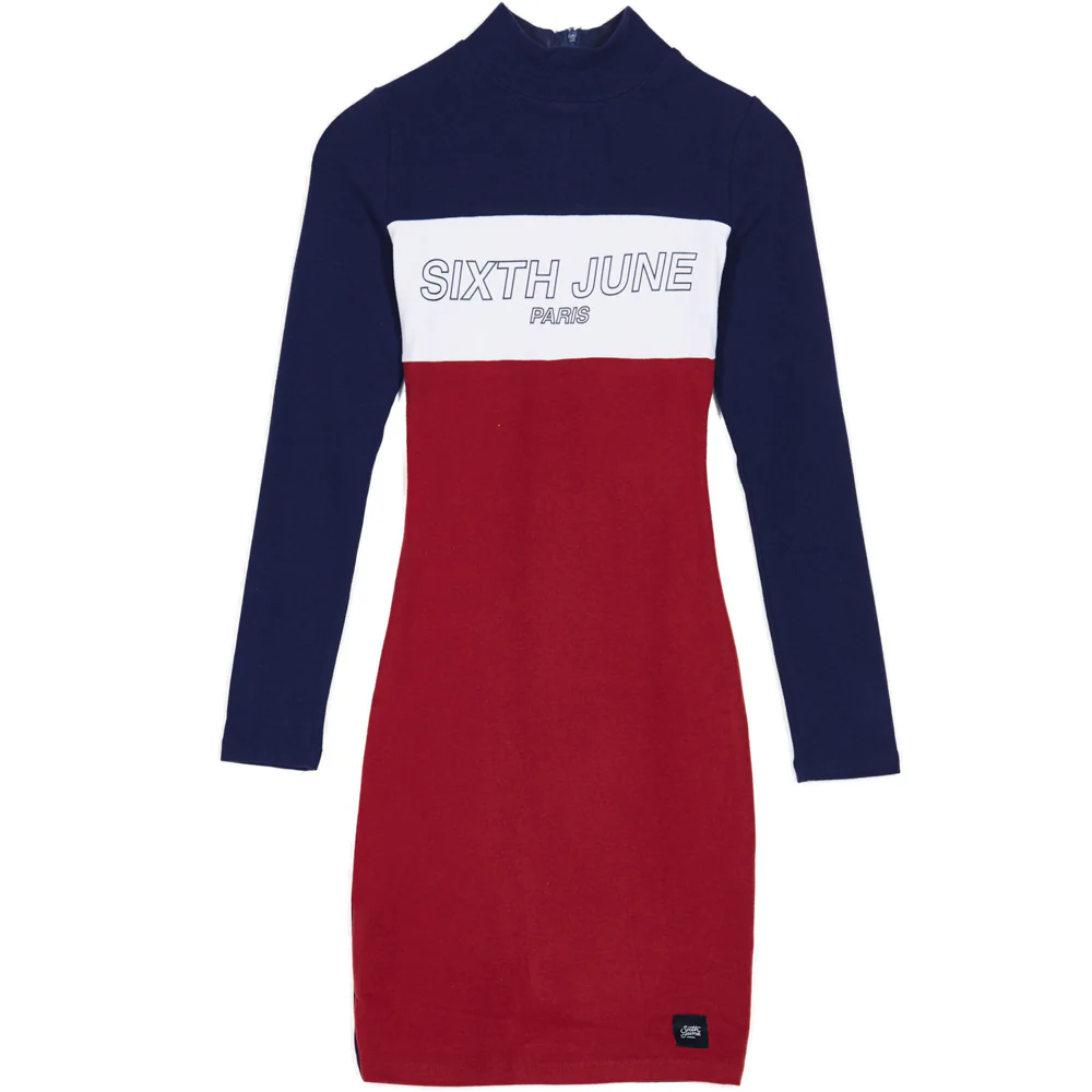 Robe tricolore texte rouge bleu blanc