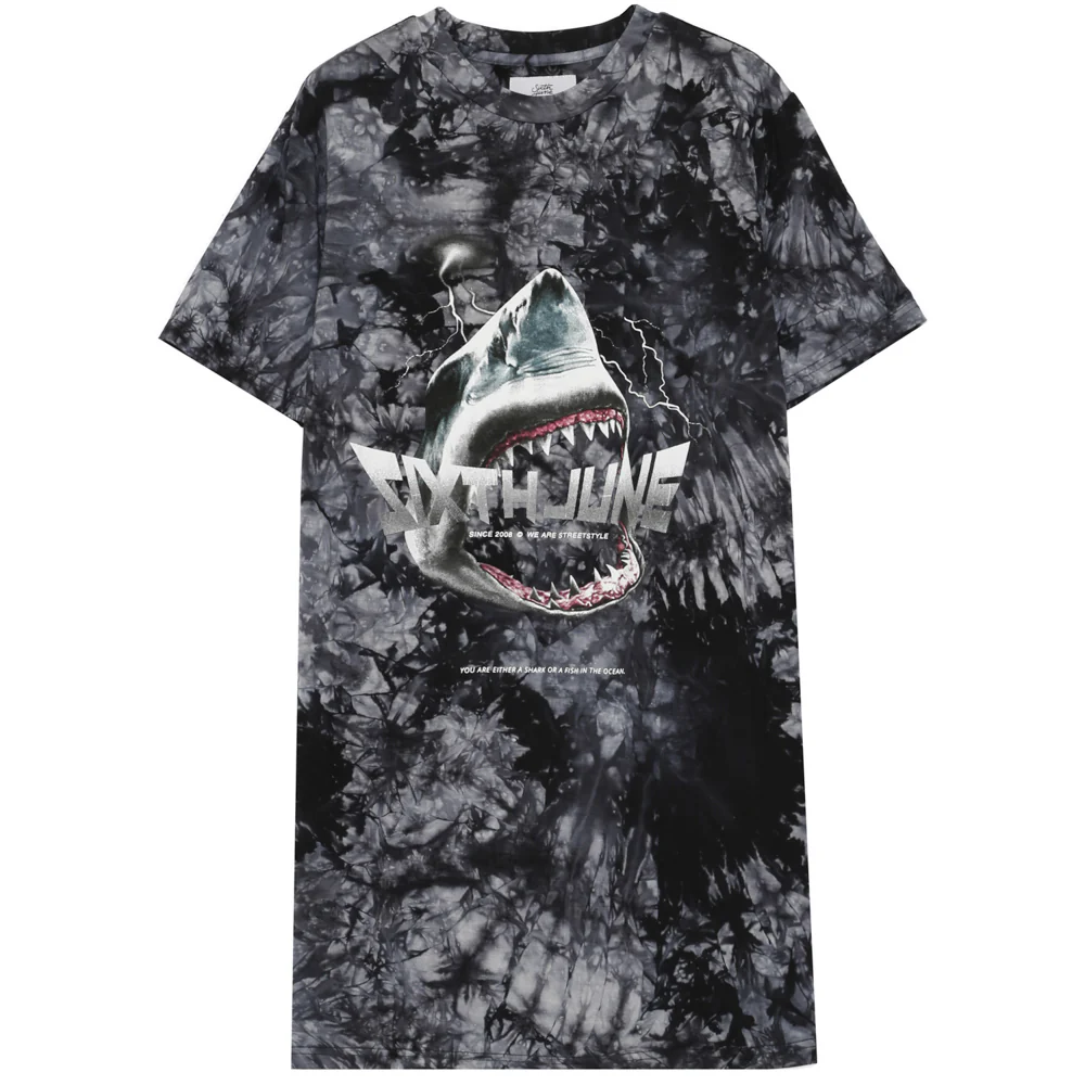 Robe t-shirt tie dye requin noir