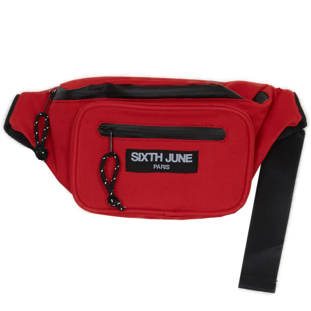 Sac banane deux poches logo rouge
