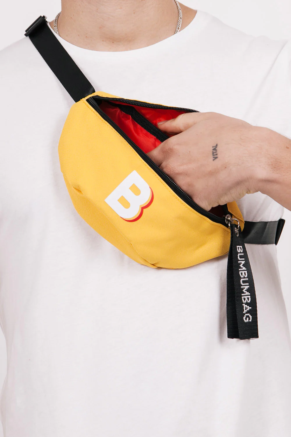 Sac banane logo zip jaune
