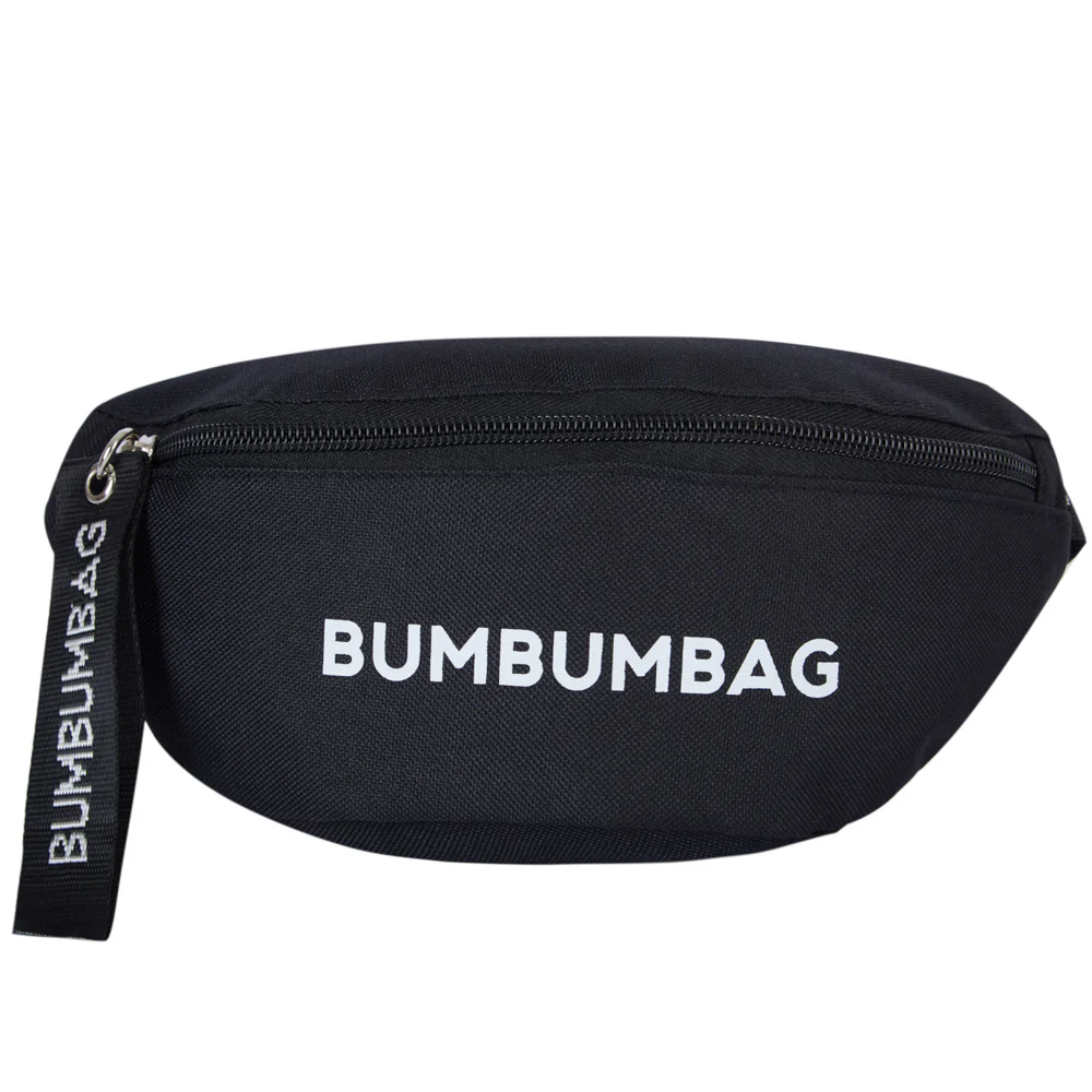 Sac banane texte zip noir