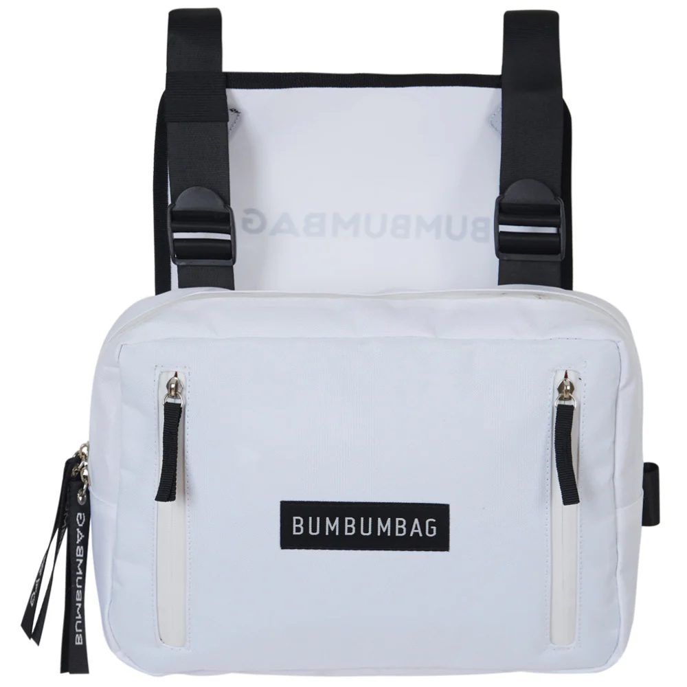 Sac poitrine texte zips blanc