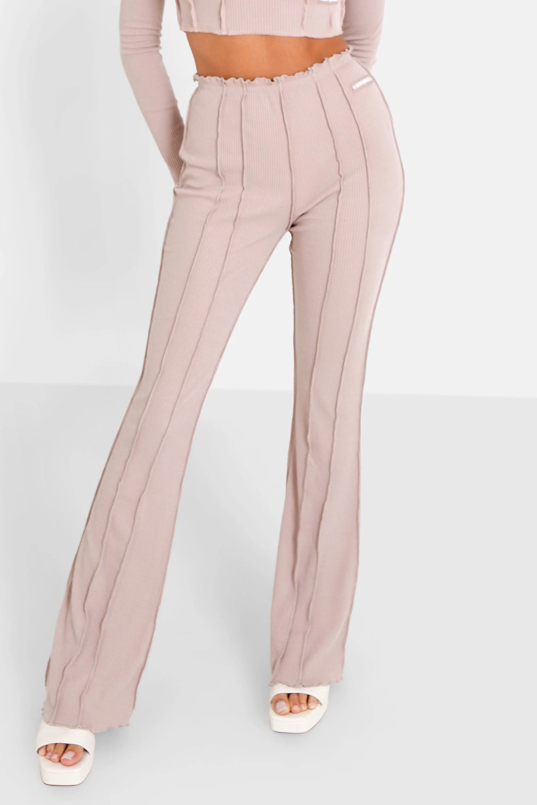 Pantalon couture surfilée Rose clair