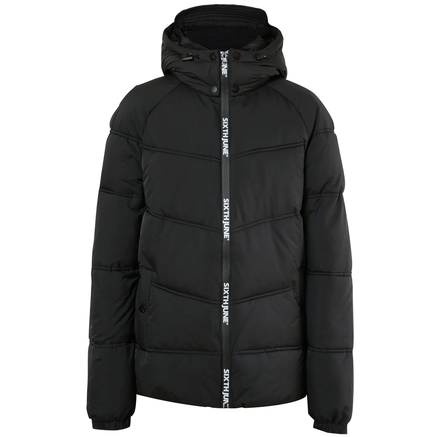 Doudoune courte zip imprimé Noir - Image 6