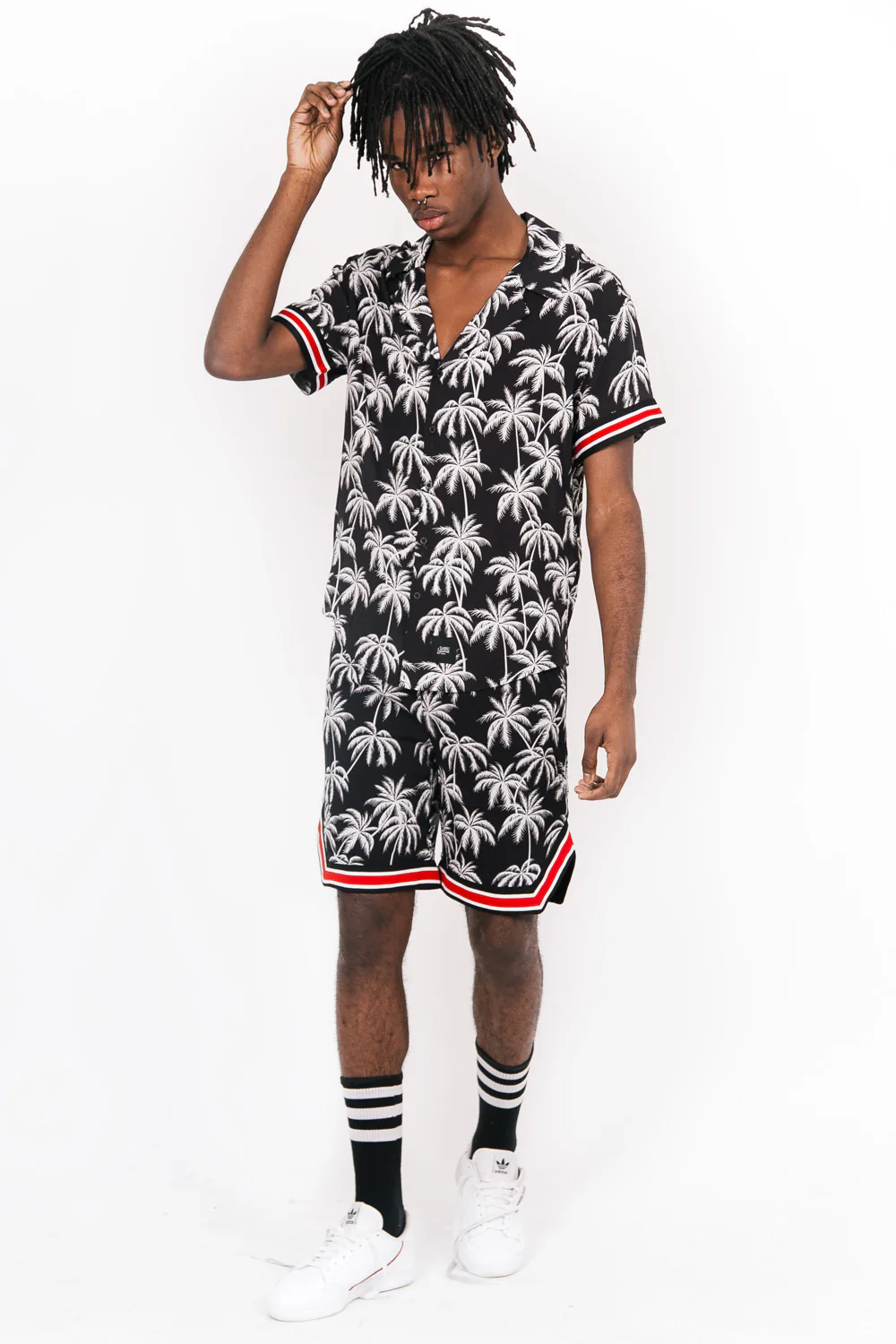 Short palmiers bandes noir blanc - Image 3