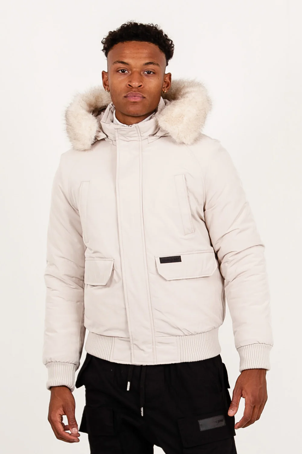 Parka courte fourrure Beige clair