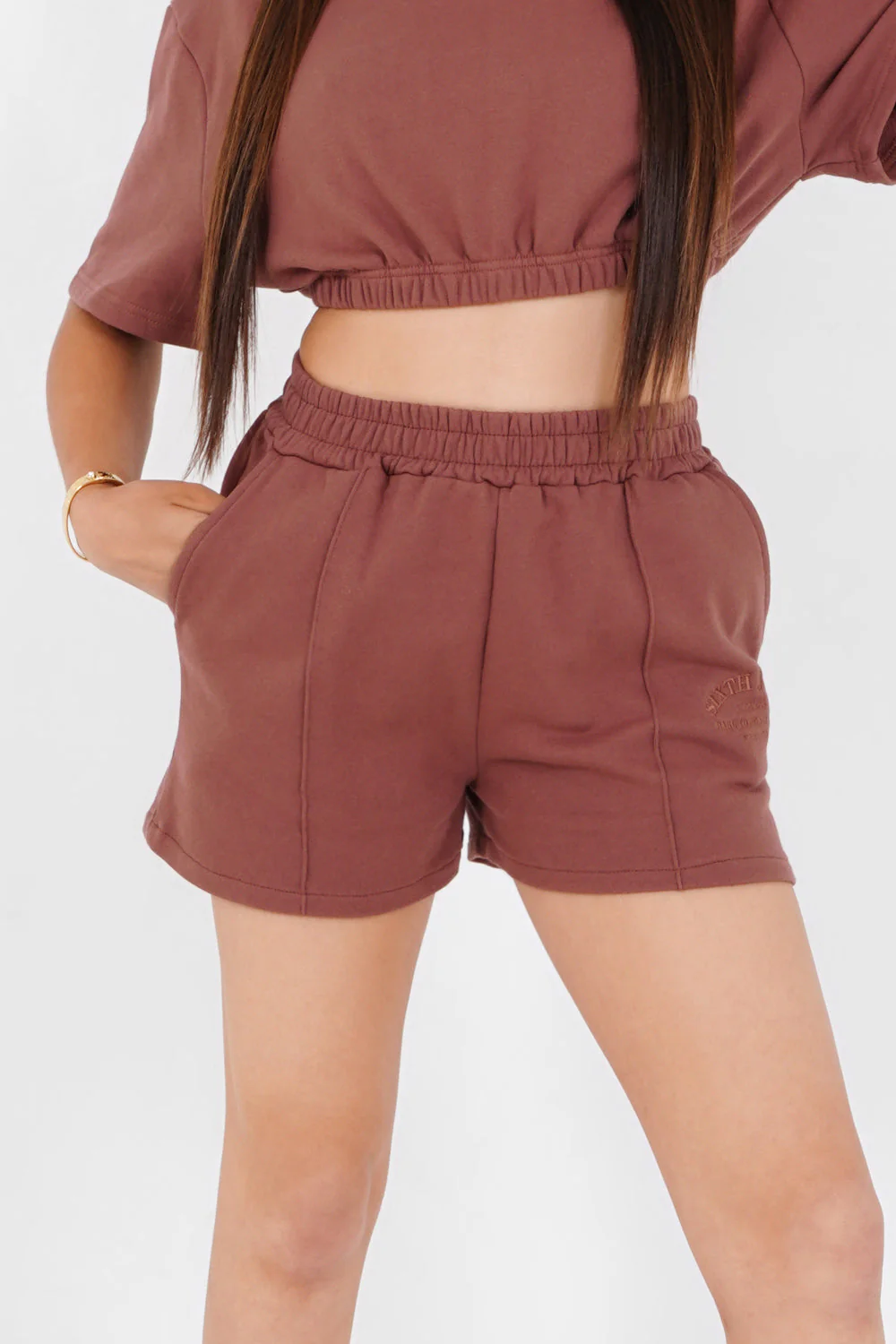 Short confort logo marron