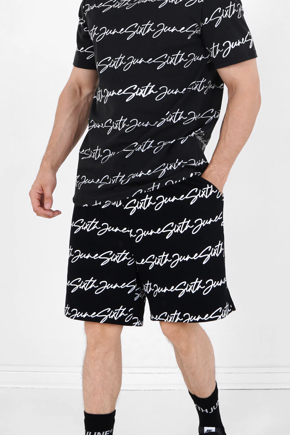 Short logo signature imprimé Noir