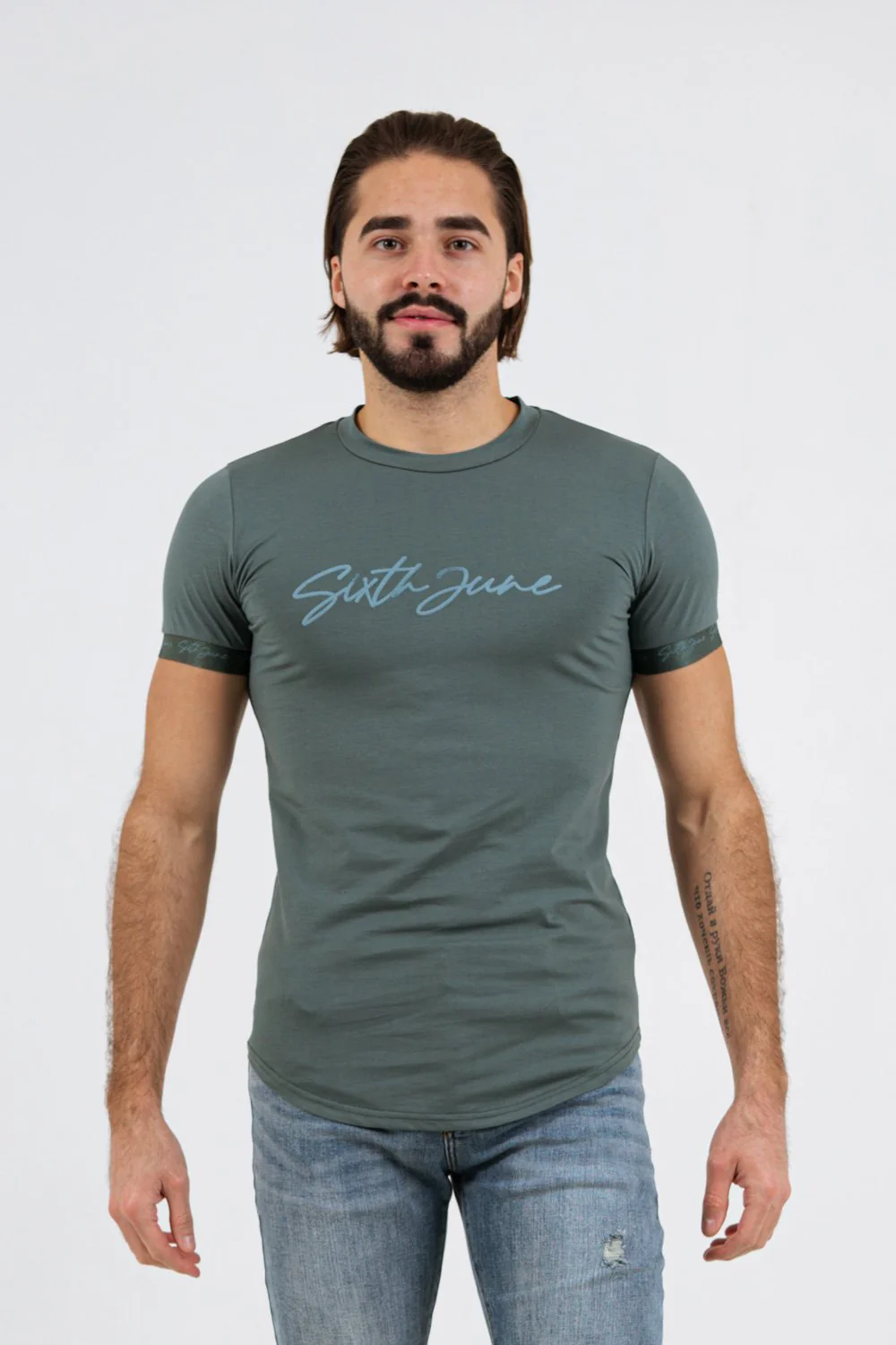 T-shirt logo signature relief Vert foncé